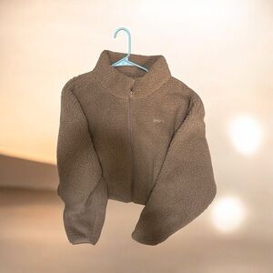 NWT SKIMS Brown Sherpa Zip-Up Jacket